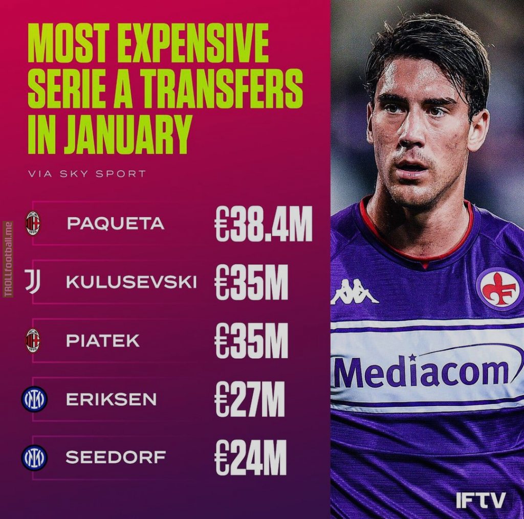 [IFTV] Most expensive Serie A transfers in January