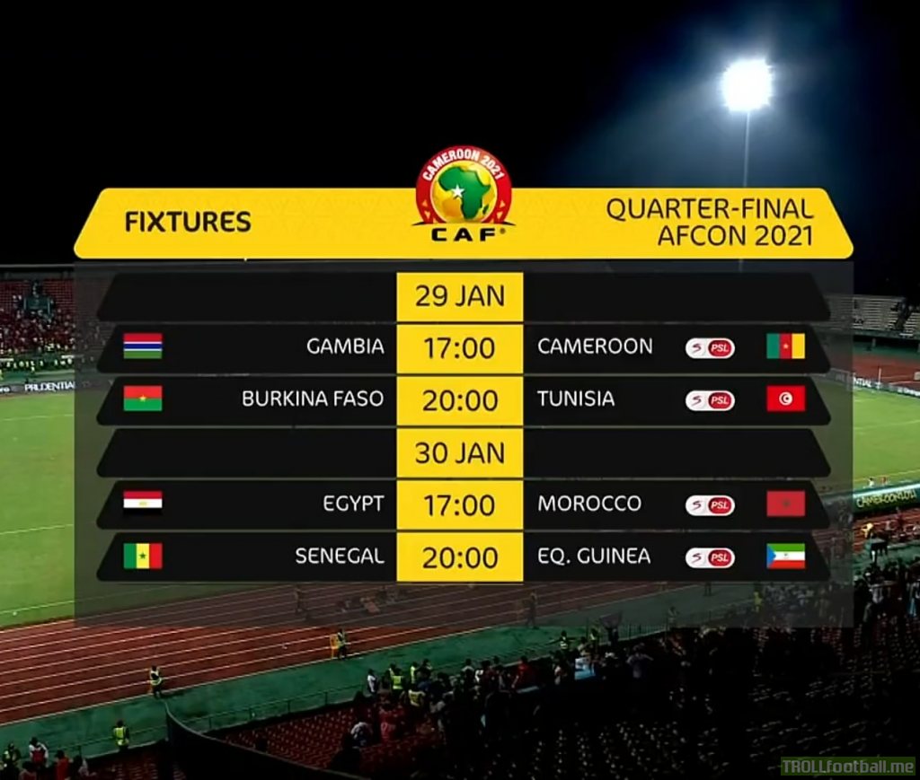 AFCON 2021 Quarterfinal matchups