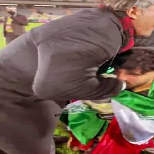 Dubbed the Eagle of Asia & a member of Iran's 1998 World Cup squad, Ahmad Reza Abedzadeh protected Team Melli's goal for 79 caps. Today, his son Amir defended Iran's goal in a qualifying match that took the country to World Cup 2022. Here is a touching video of their embrace post match