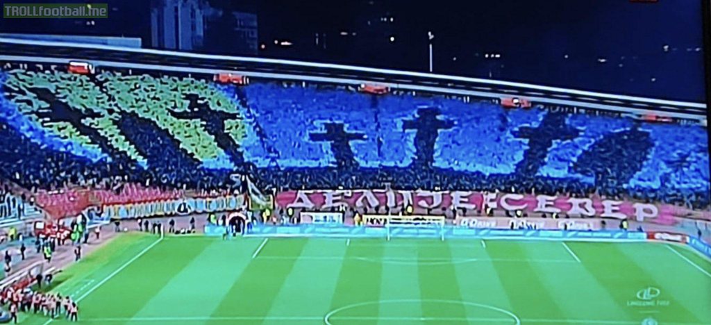 Shameful choreography from Red Star Belgrade. A graveyard with colours of Ukraine