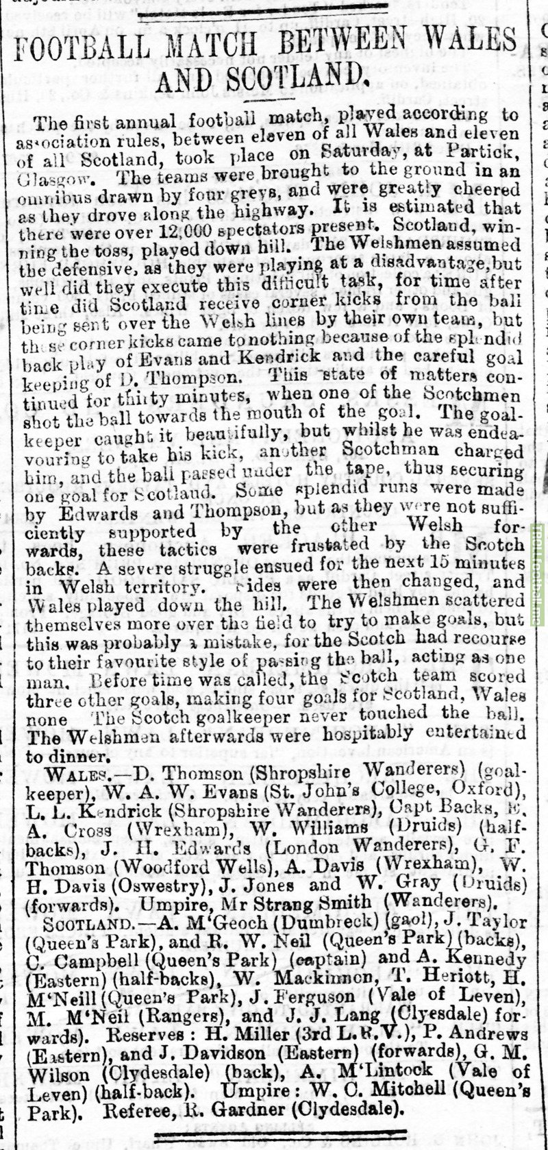OTD in 1876 Wales played its first-ever competitive match, a 4-0 loss to Scotland. With this match, the Dragons became the third oldest international football team after England and Scotland.
