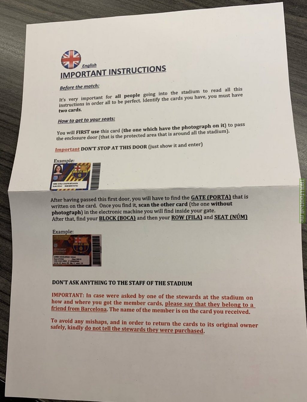 It seems that some socios have an ongoing partnership with hotels to sell their match tickets. This paper shows important instructions, and was obtainable in one of the hotels. [@LordbzB]