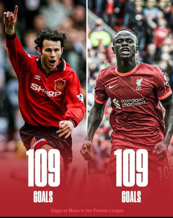 Sadio Mane equals Ryan Giggs for Premier League goals in 374 fewer games