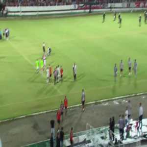 [Brazil Serie D] Fan invades pitch to teach goalkeeper how to perform his job.