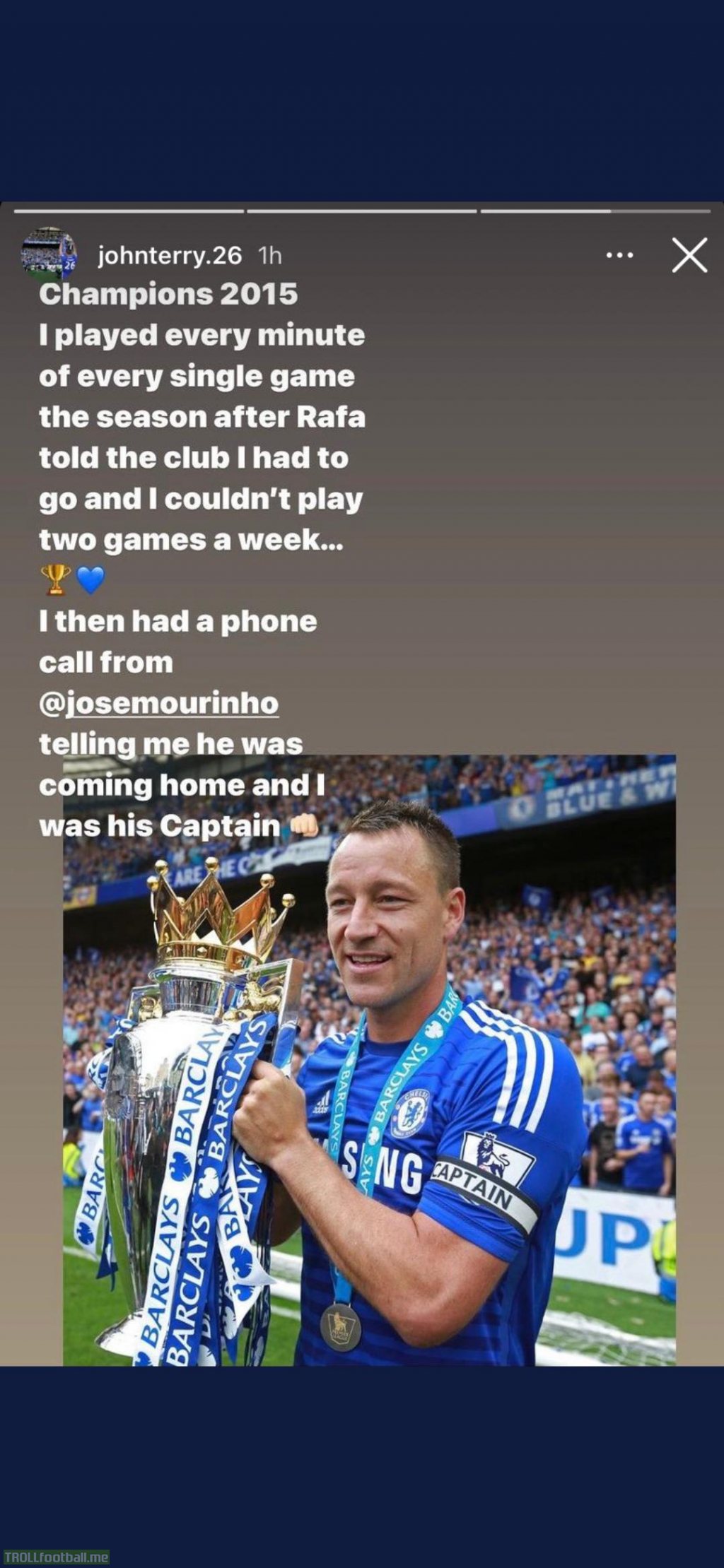 John terry on Instagram about Rafa Benitez.