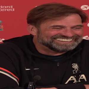 Jürgen Klopp couldn't stop chuckling while a reporter read him Pep's comments about Liverpool