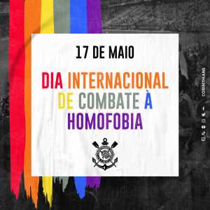 [Corinthians] post an LGBT flag for International Day to Combat Homophobia but remove the green stripe - the colour of their rivals Palmeiras