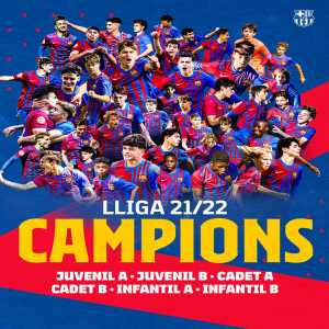[FCB La Masia] All 11-a-side youth teams at the club have won their respective league titles this season.