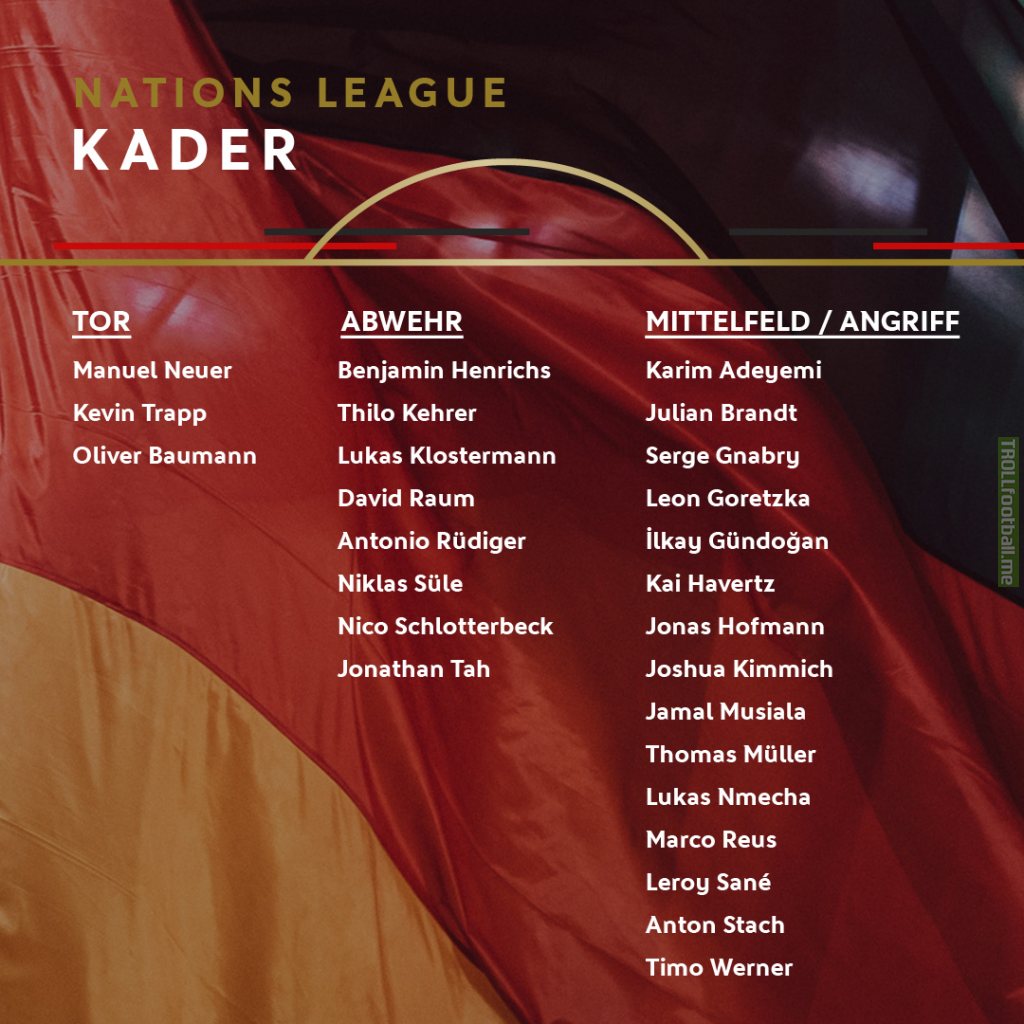 Germany squad for Nations League games against Italy, England and Hungary