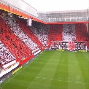 Kaiserslautern fans choreography at the Fritz-Walter-Stadion before tonight's 2. Bundesliga playoff