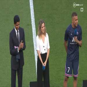 Mbappe grins as PSG fans chants “PUTA MADRID, PUTA MADRID, EH EH” during his re-signing confirmation