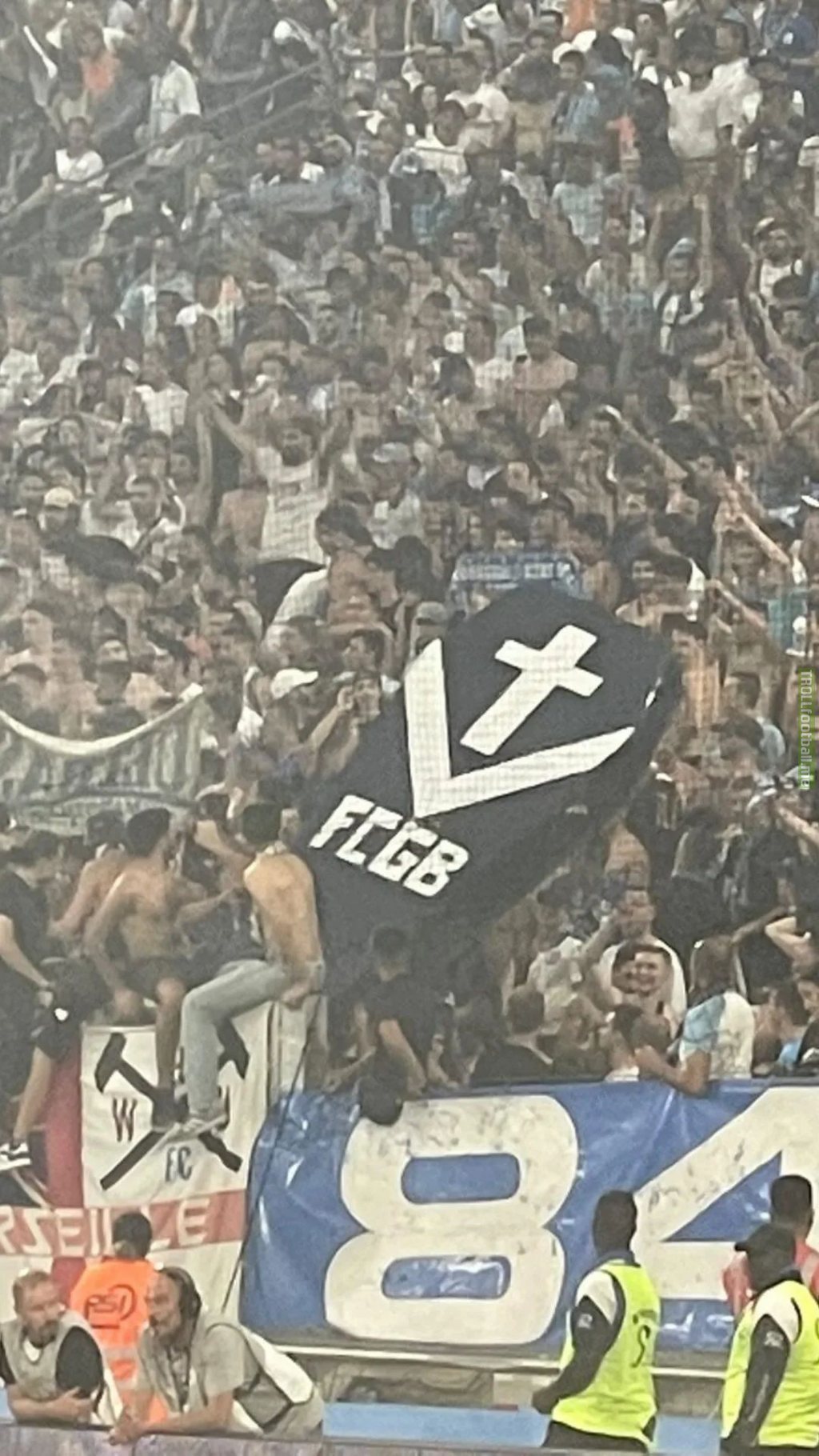 Marseille fans carrying a coffin of Girondins de Bordeaux to celebrate its relegation