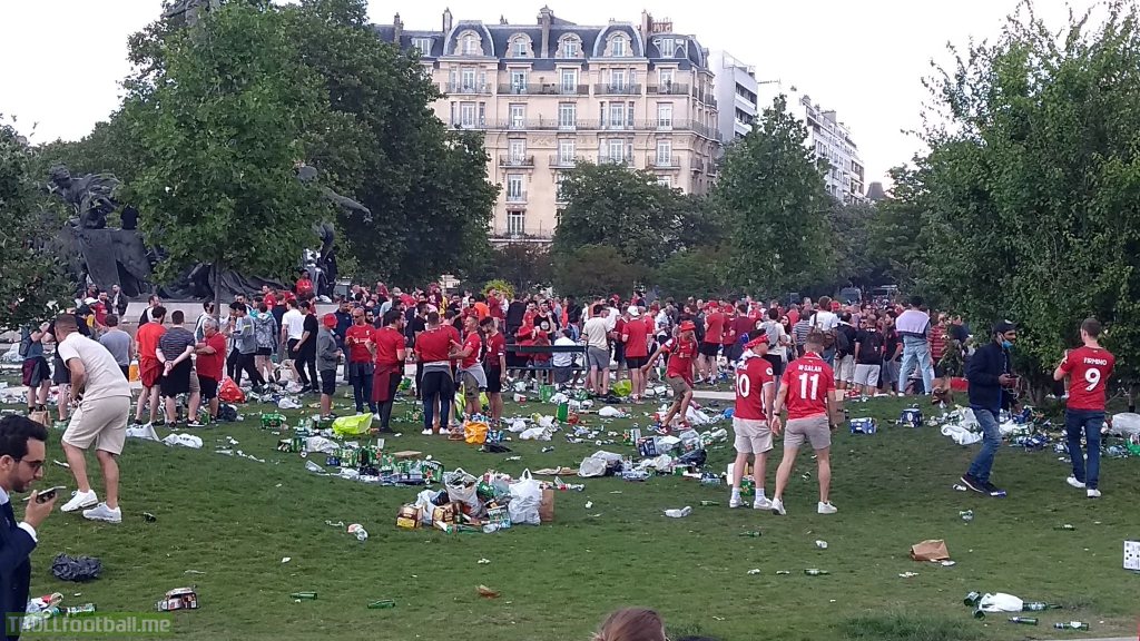 Liverpool fans in Paris a few hours before the game