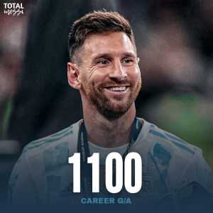 [Frank Khalid] Lionel Messi has become the first player in history who hits 1100 Goals & assists in his career. 769 Goals, 331 Assists in 974 appearances.