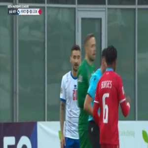 Rene Joensen (Faroe Islands) straight red card against Luxembourg 68'