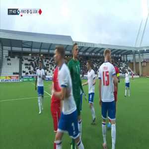 Solvi Vatnhamar (Faroe Islands) straight red card against Luxembourg 81'