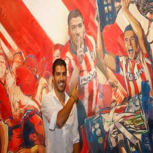 [Atlético de Madrid] "Leave me a space here, I want to make history". Luis Suarez fulfilled the promise he made when he arrived and is already represented in the great mural of #TerritorioAtleti. A legendary goal scorer who has left his stamp on our history