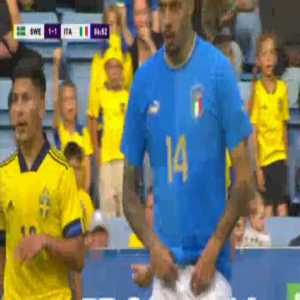Emil Holm (Sweden U21) straight red card against Italy U21 87'