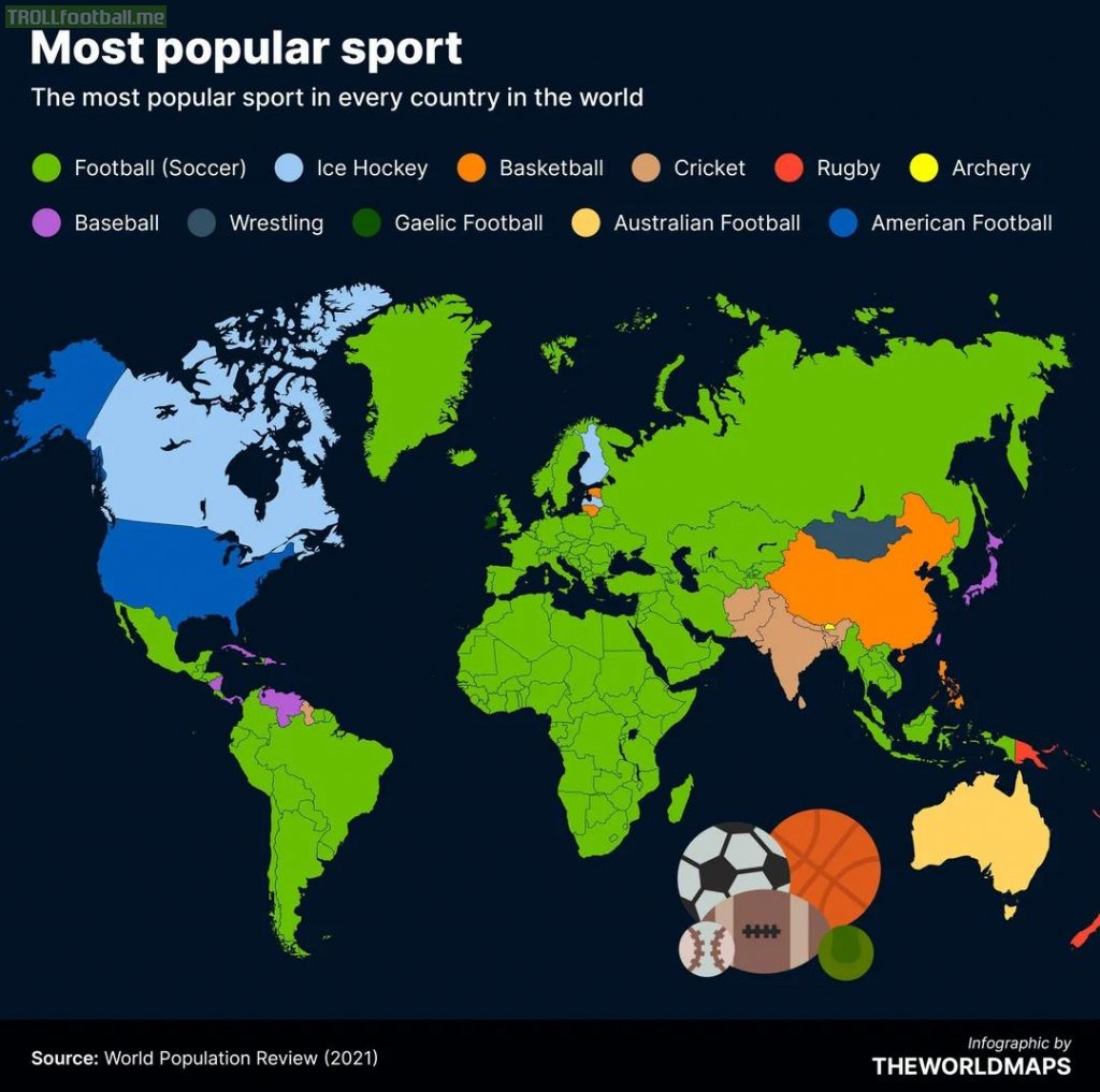 Most popular sports in every country