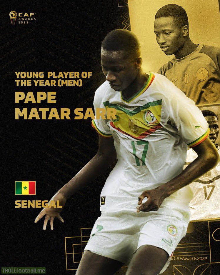 Pape Matar Sarr wins the CAF Young Player of the Year award