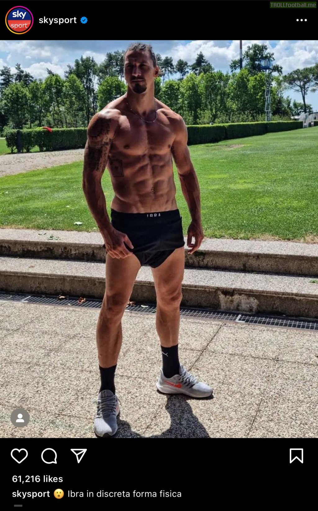 Ibrahimovic posts picture of impressive physique
