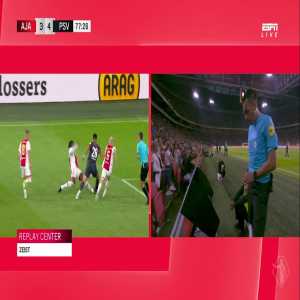 Calvin Bassey (Ajax) red card after VAR review on debut against PSV 78' (16 min after coming on)