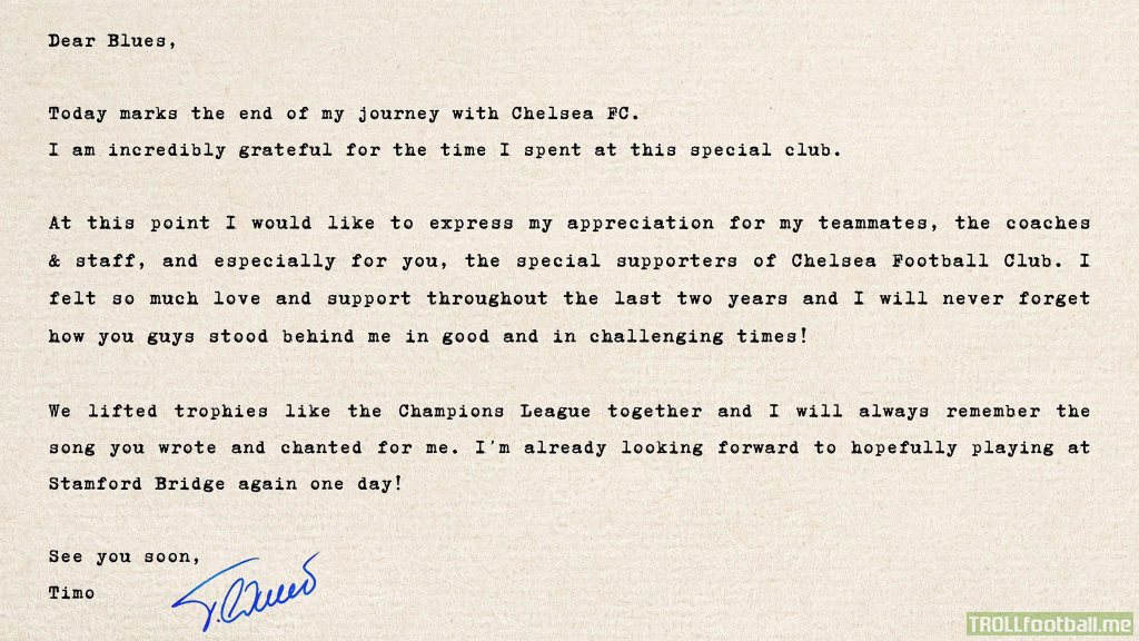 [Timo Werner] farewell message.