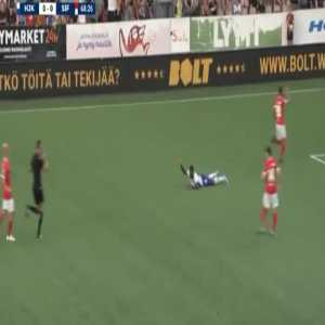 Andre Calisir (Silkeborg) straight red card vs HJK 69'
