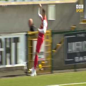 Ronan Hale scores an overhead kick 9 seconds into Cliftonville's first home match of the season