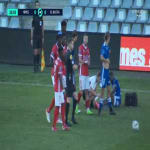 Thibault Vargas (Nîmes) straight red card against Bastia 27'
