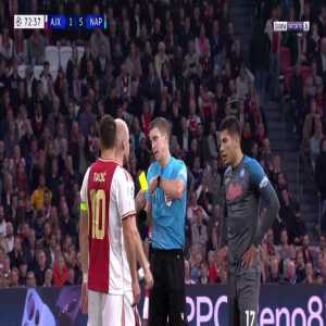 Dusan Tadic (Ajax) second yellow card against Napoli 73'