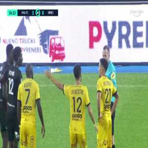Nasser Djiga (Nîmes) straight red card against Pau FC 35'