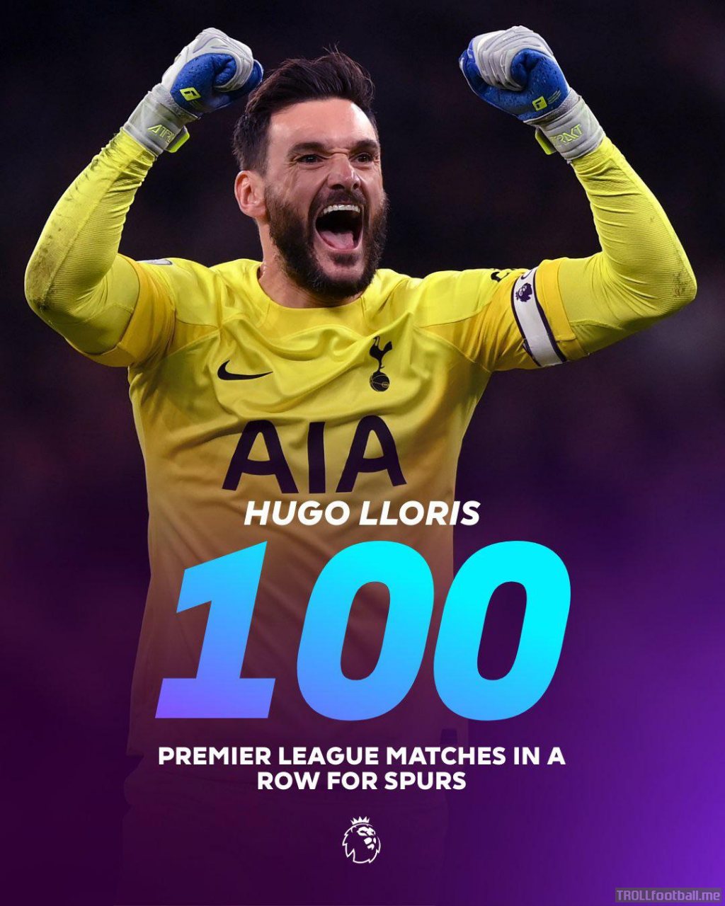 [Premier League] Hugo Lloris will be the only PL player on a century of consecutive appearances
