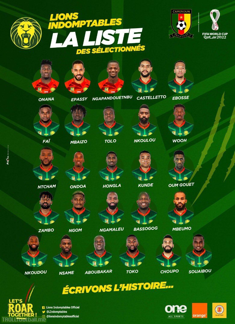 [Official] Cameroon 26-man squad for the World Cup