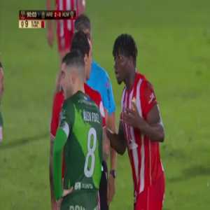El Bilal Toure (Almeria) straight red card against Arenteiro 90'