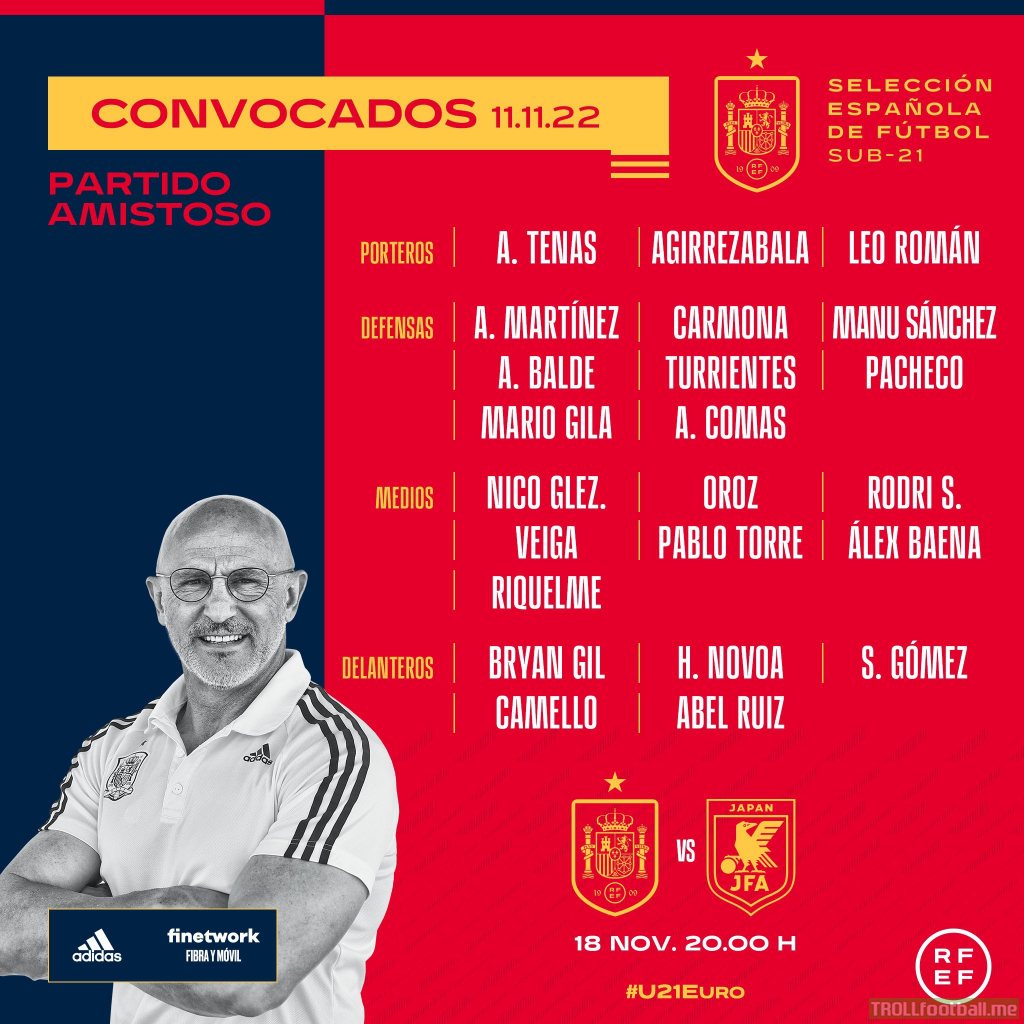 Spain U21 squad for the friendly against Japan on November 18