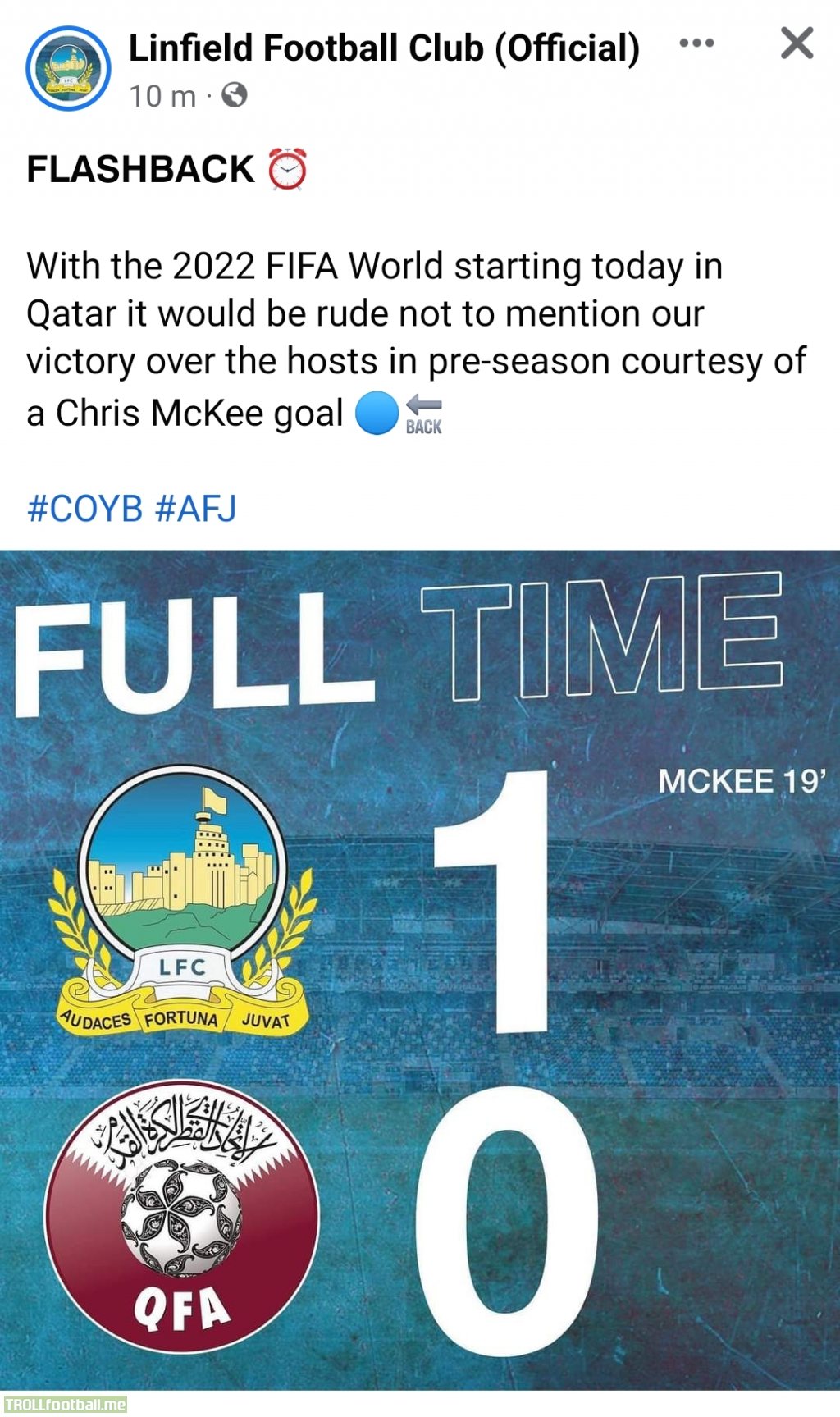 That time Qatar lost to a club from Belfast
