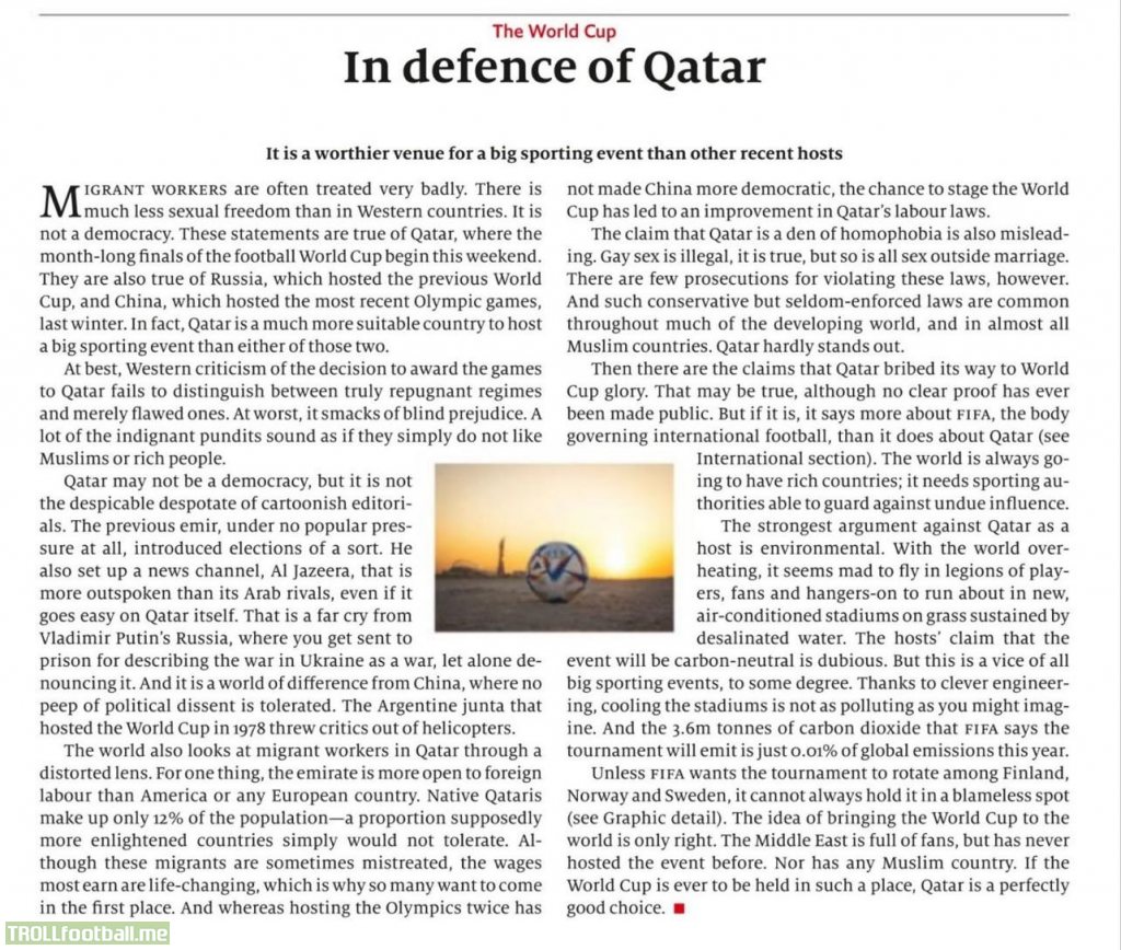 The Economist in defense of Qatar