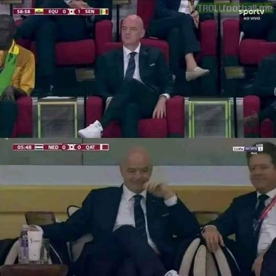 Infantino watched the two games today from stadium (he moved during halftime)