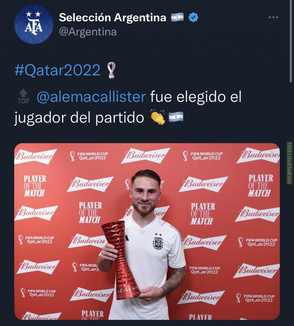 [Selección Argentina] Alexis Mac Allister named Man of the Match vs Poland
