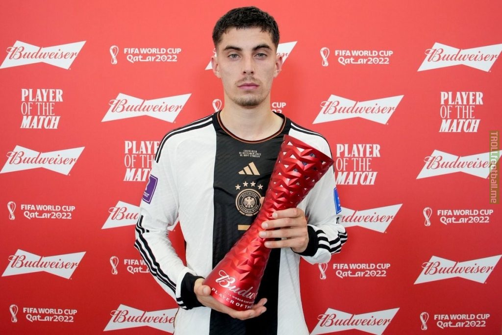 Kai Havertz with his man of the match trophy.
