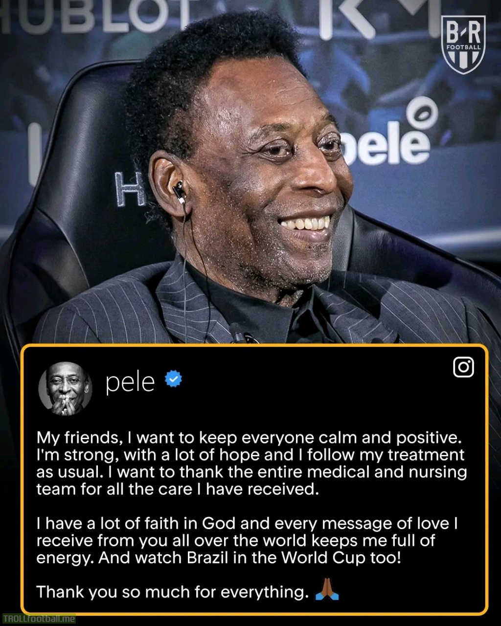 Pelé gives an update on his health.