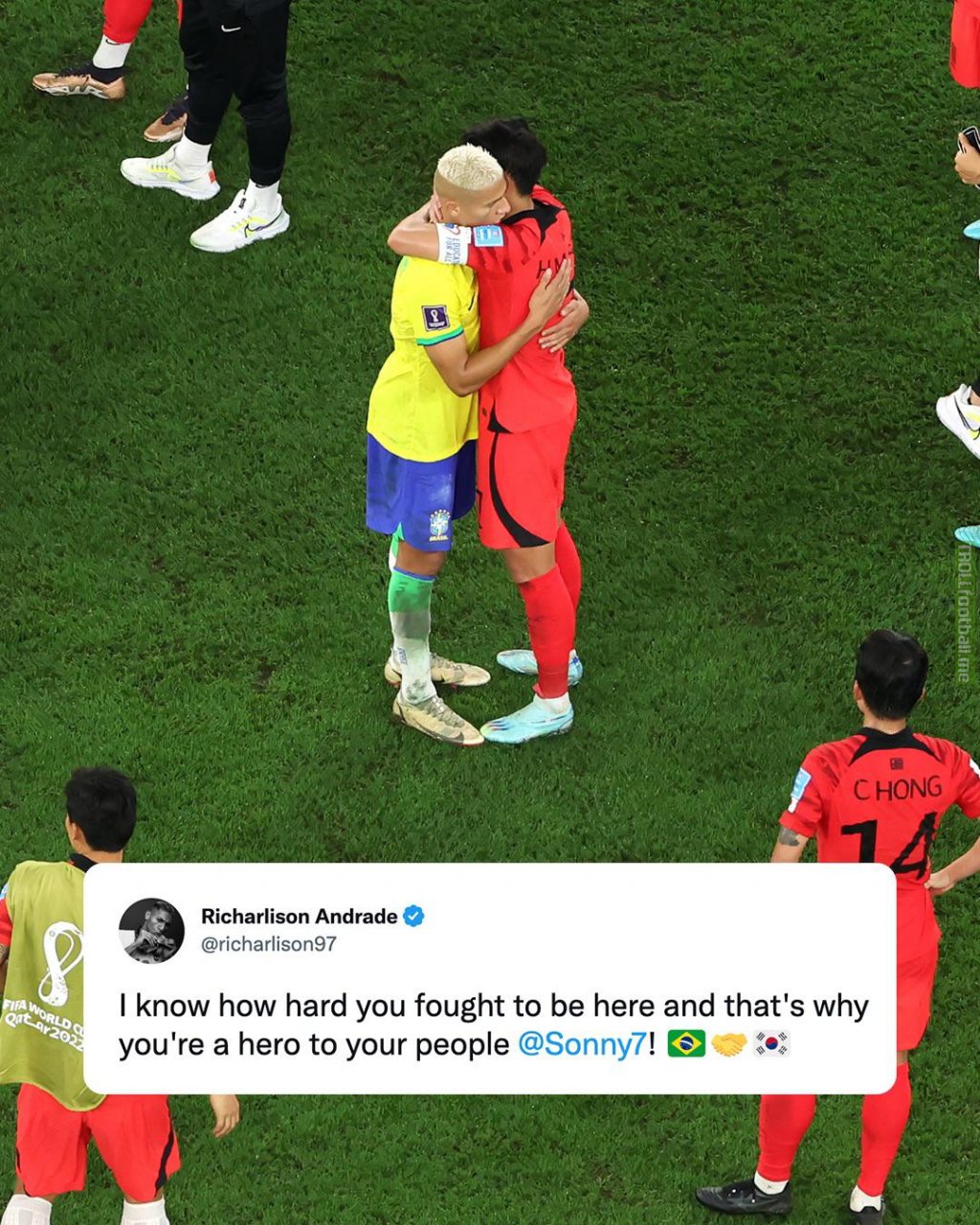 Richarlison showing support to his Tottenham teammate Heung-min Son on Twitter!