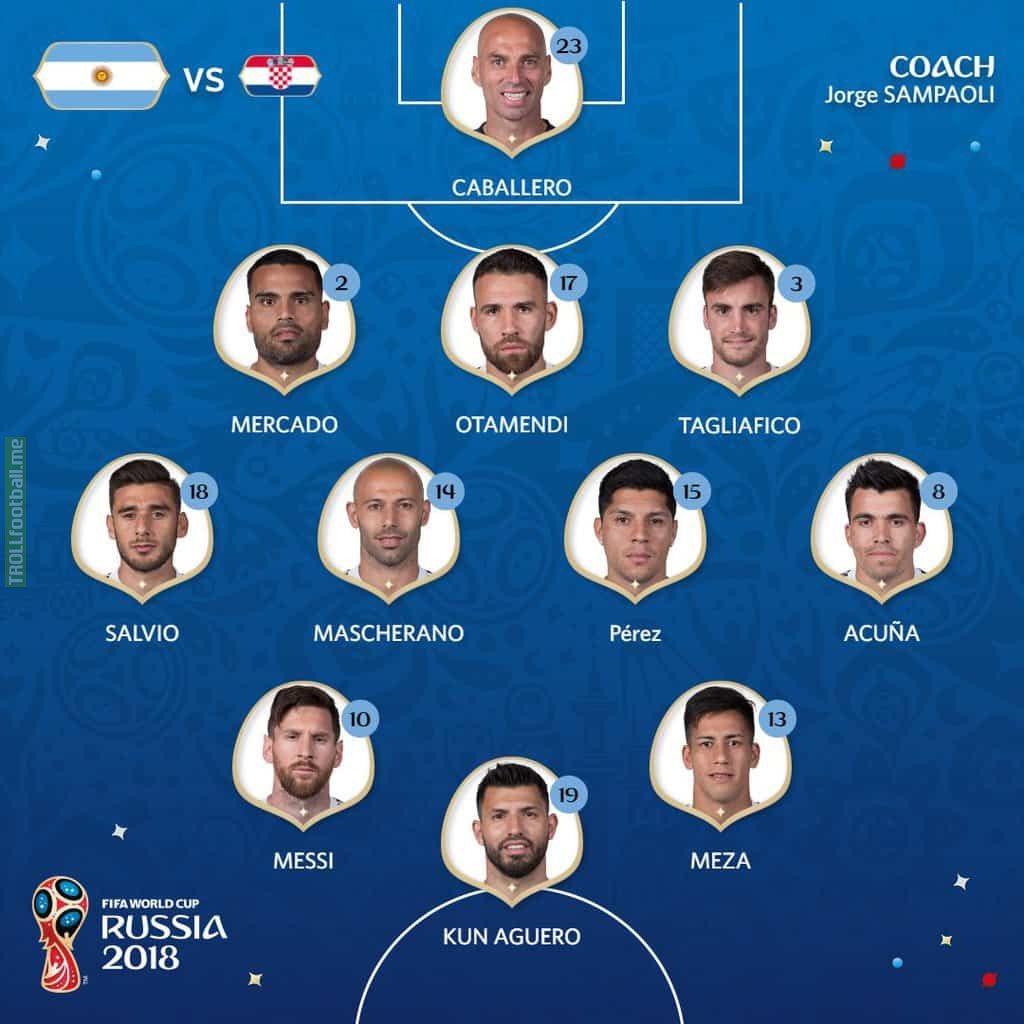 Argentina's starting 11 against Croatia in the WC 2018