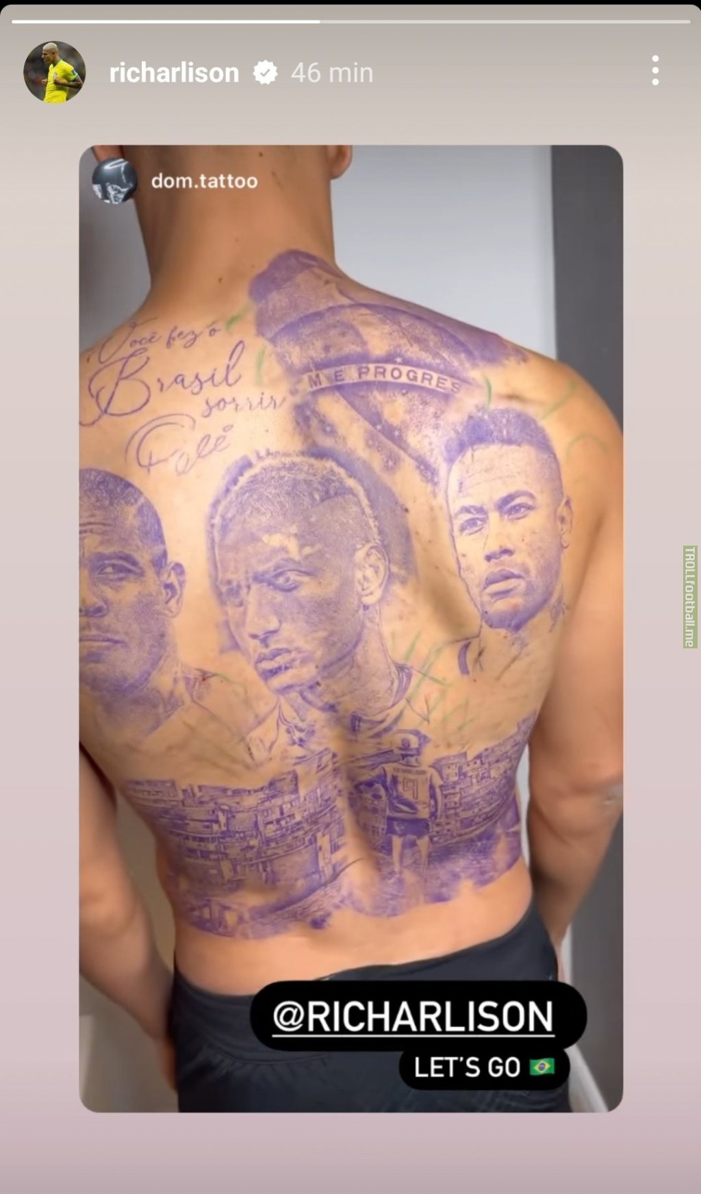 Richarlison tattoed R9, Neymar and himself on his back