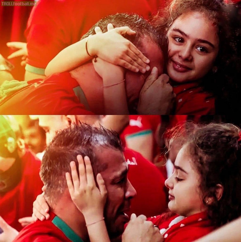 A daughter with her father after morocco lose to france