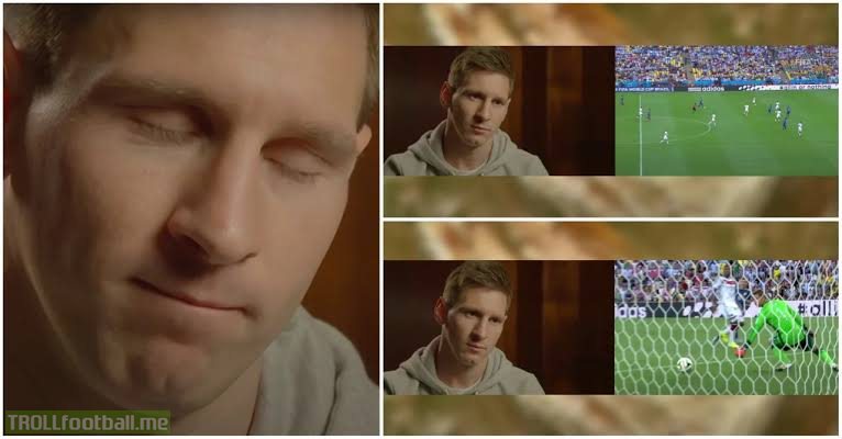 Messi reactions after watching his World Cup 2014 miss