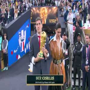 Iker Casillas with the World Cup trophy