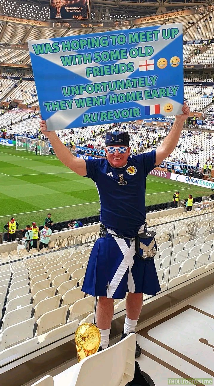 Scotland fan at the Lusail Stadium today where the World Cup final will be played