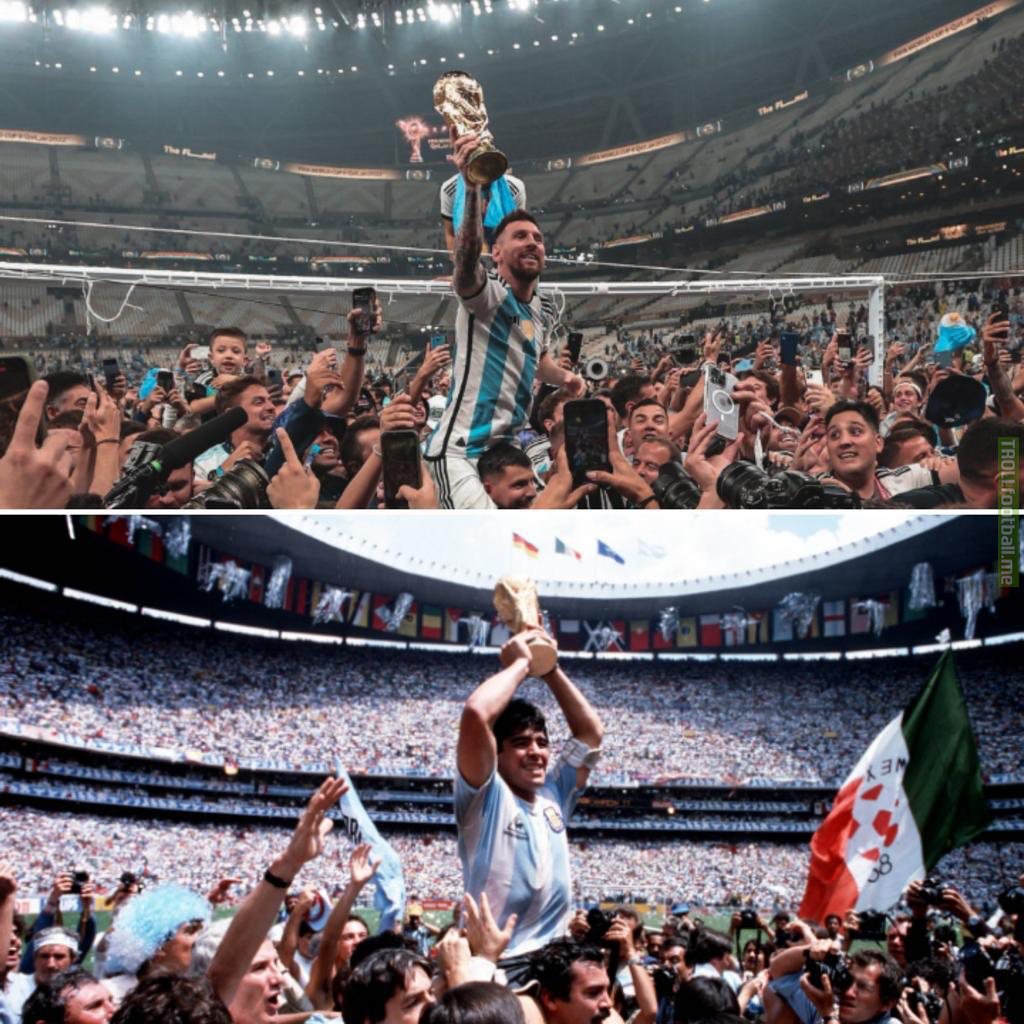 Messi and Maradona, 36 years apart.